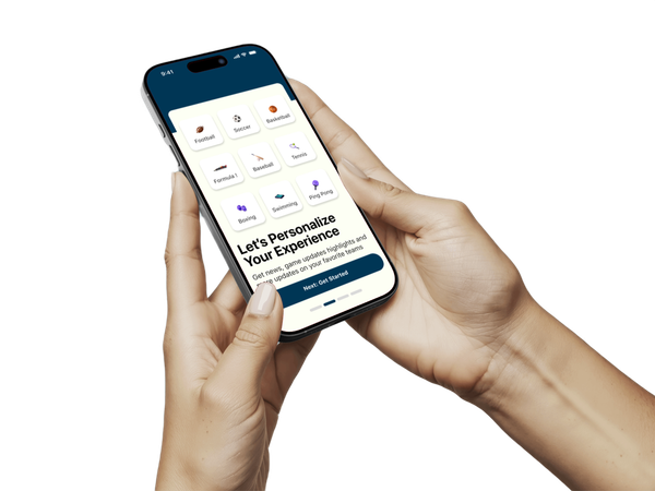 Greysports hand mockup screen