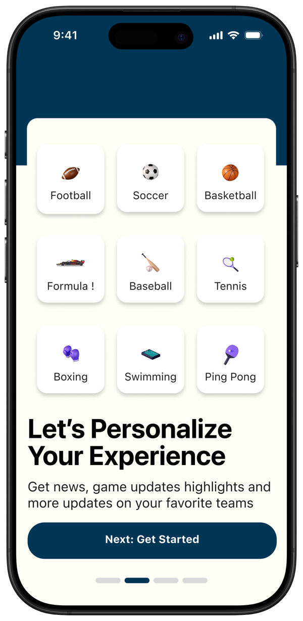 Next steps concept screen two for Greysports