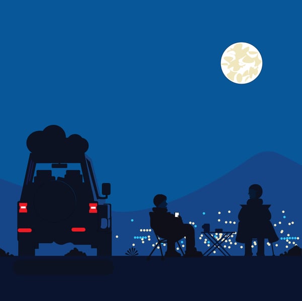 Night scene illustration with a calm mood.