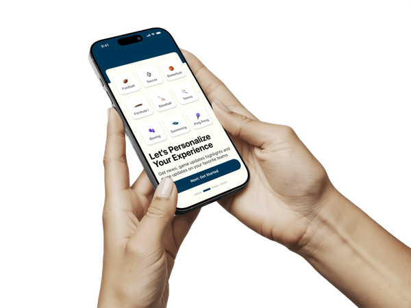 Greysports hand mockup screen