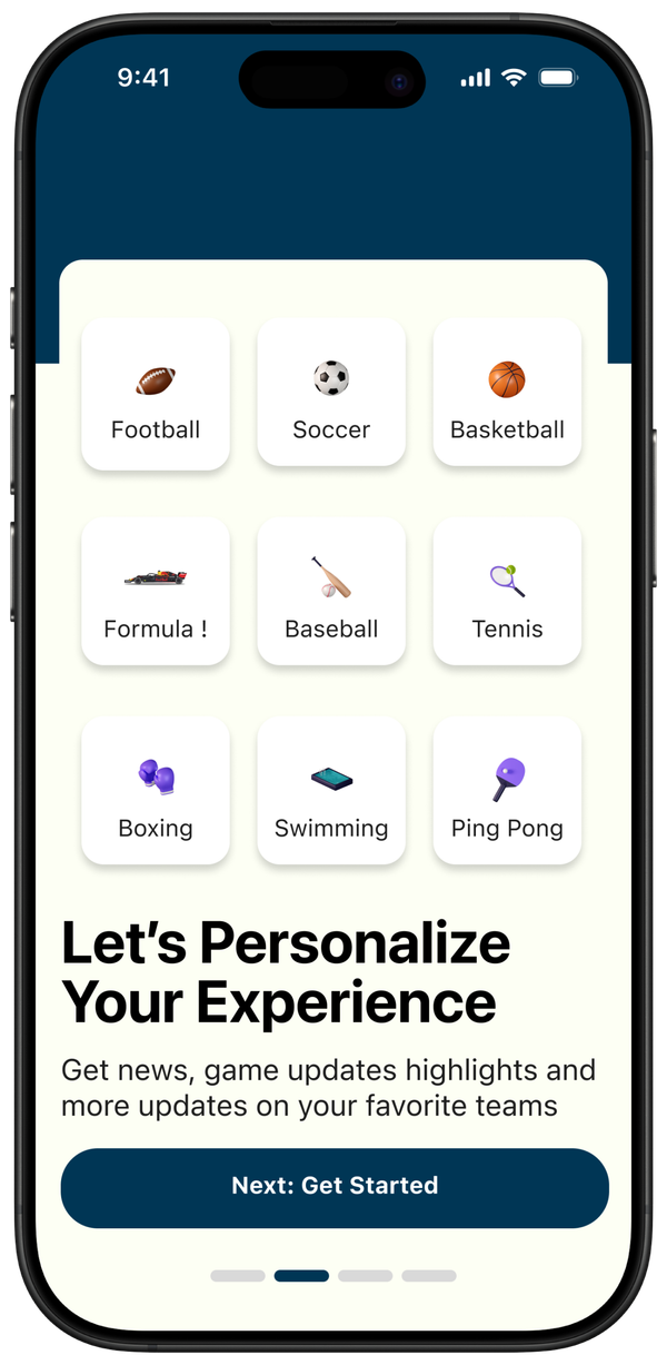 Next steps concept screen two for Greysports
