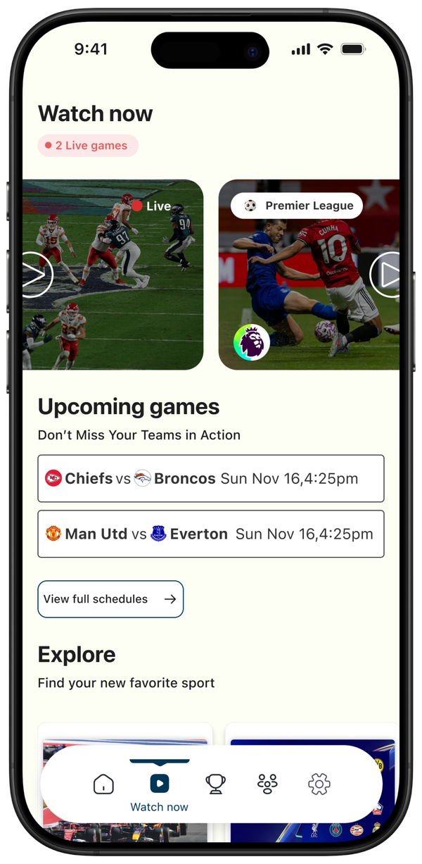 Live games in horizontal module after iteration