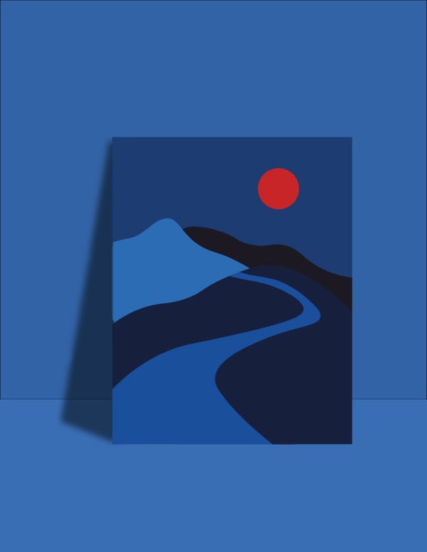Warm sunset illustration.