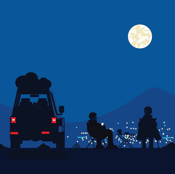Night scene illustration with a calm mood.
