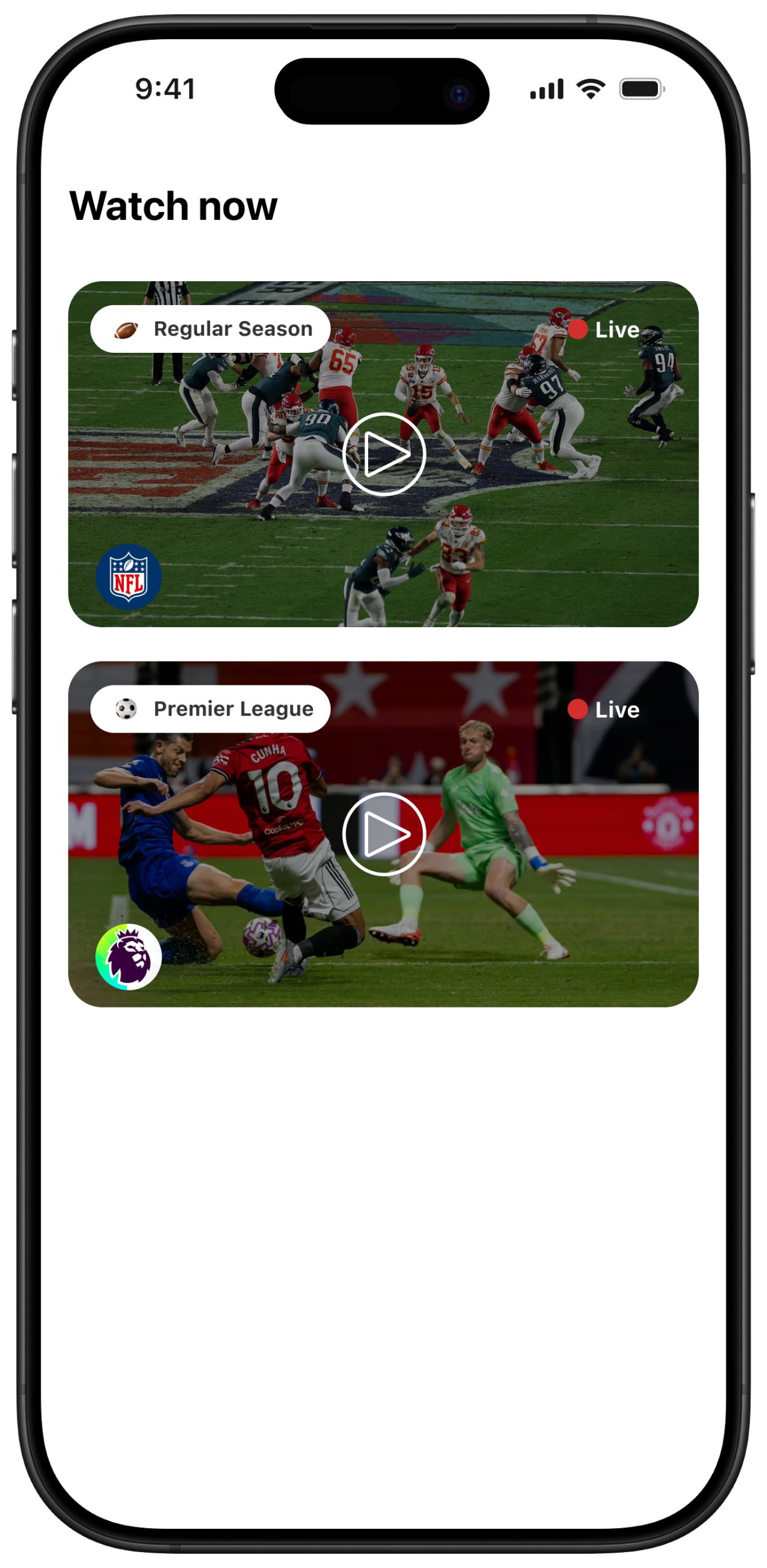 Live games in vertical layout before iteration